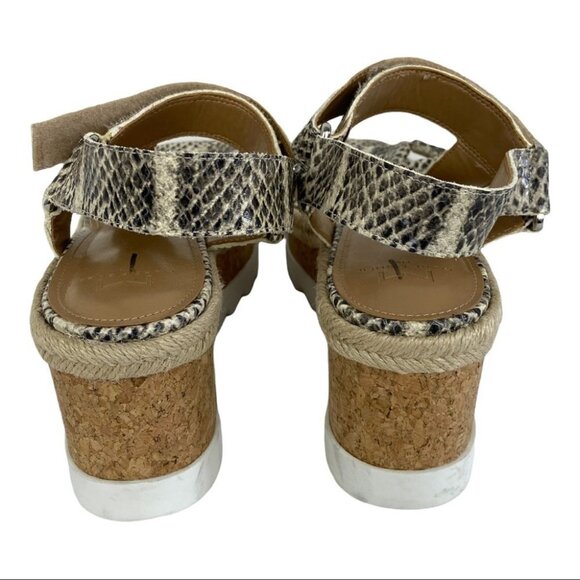 NEW Marc Fisher Leather Platform Sandals Gylian2 Grey Animal Print Size 9.5 - Picture 7 of 10